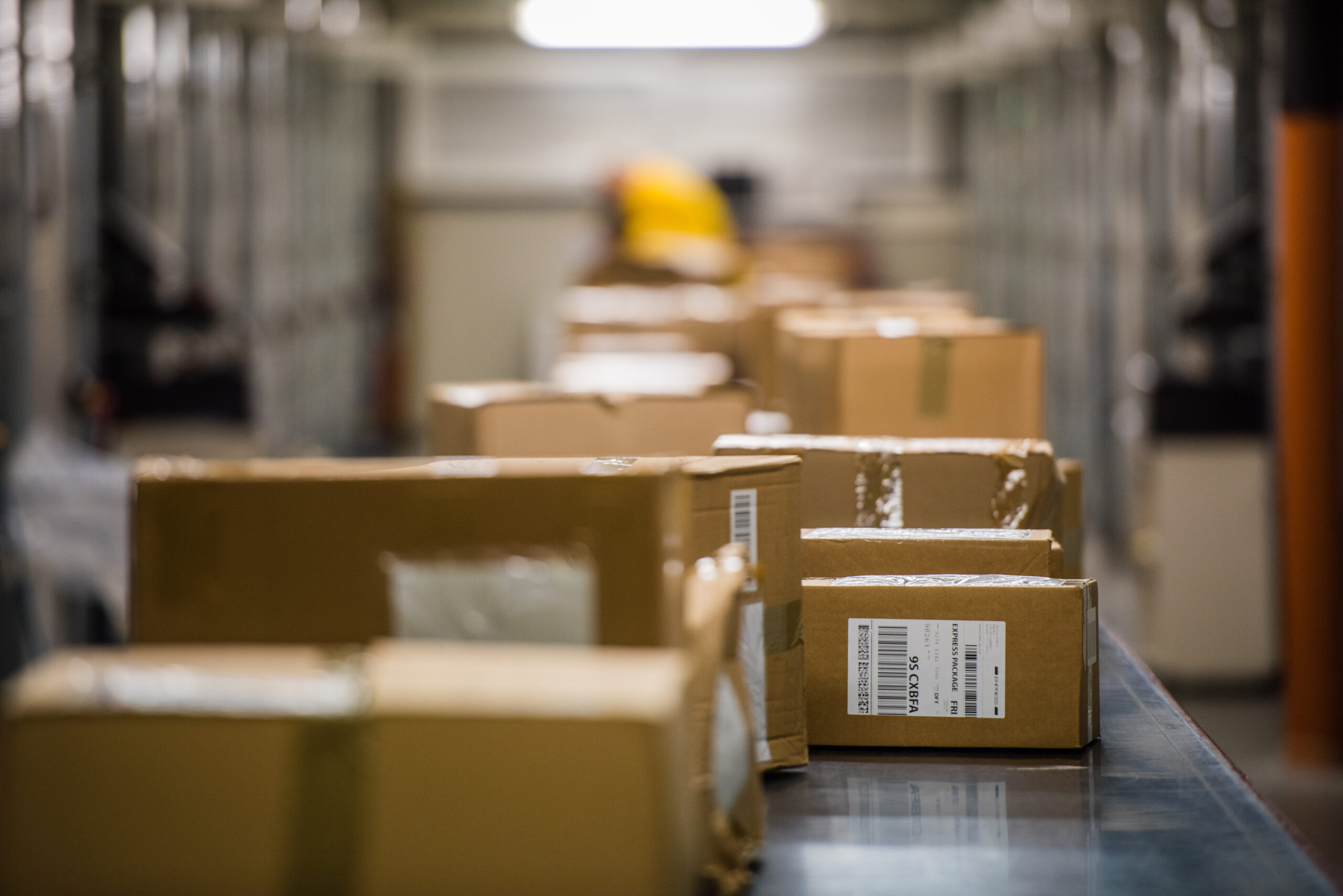 Boxes on conveyer belt guitar