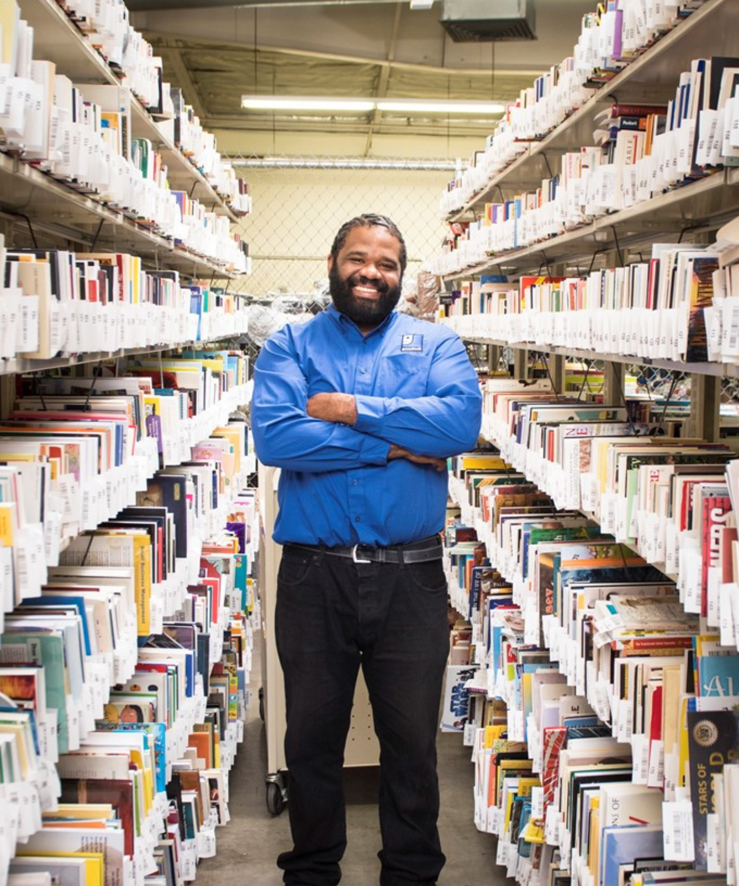 Man standing in library