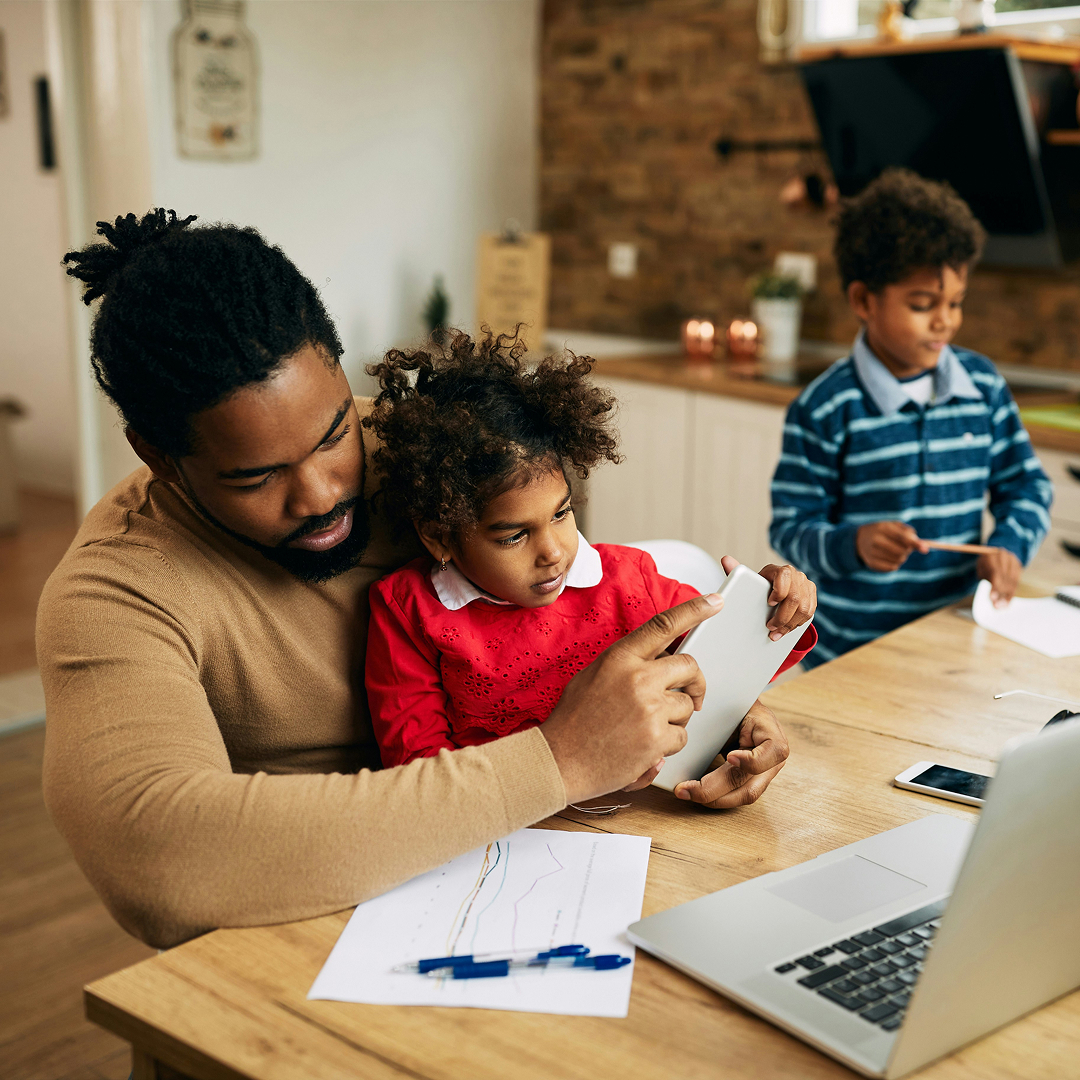 man with kids